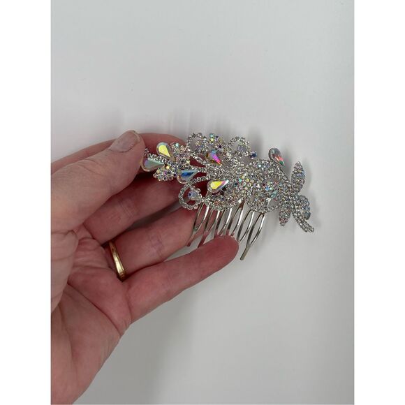 Christina Collection Aurora Borealis ornate hair comb.wedding prom special event - Picture 4 of 8